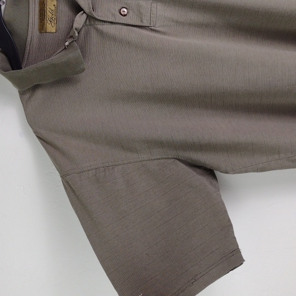 Gold Tri Mountain 60's 2 Ply DBL Mercerized-Cotton Polo  Pinstripe Shirt 2XL - Picture 2 of 14